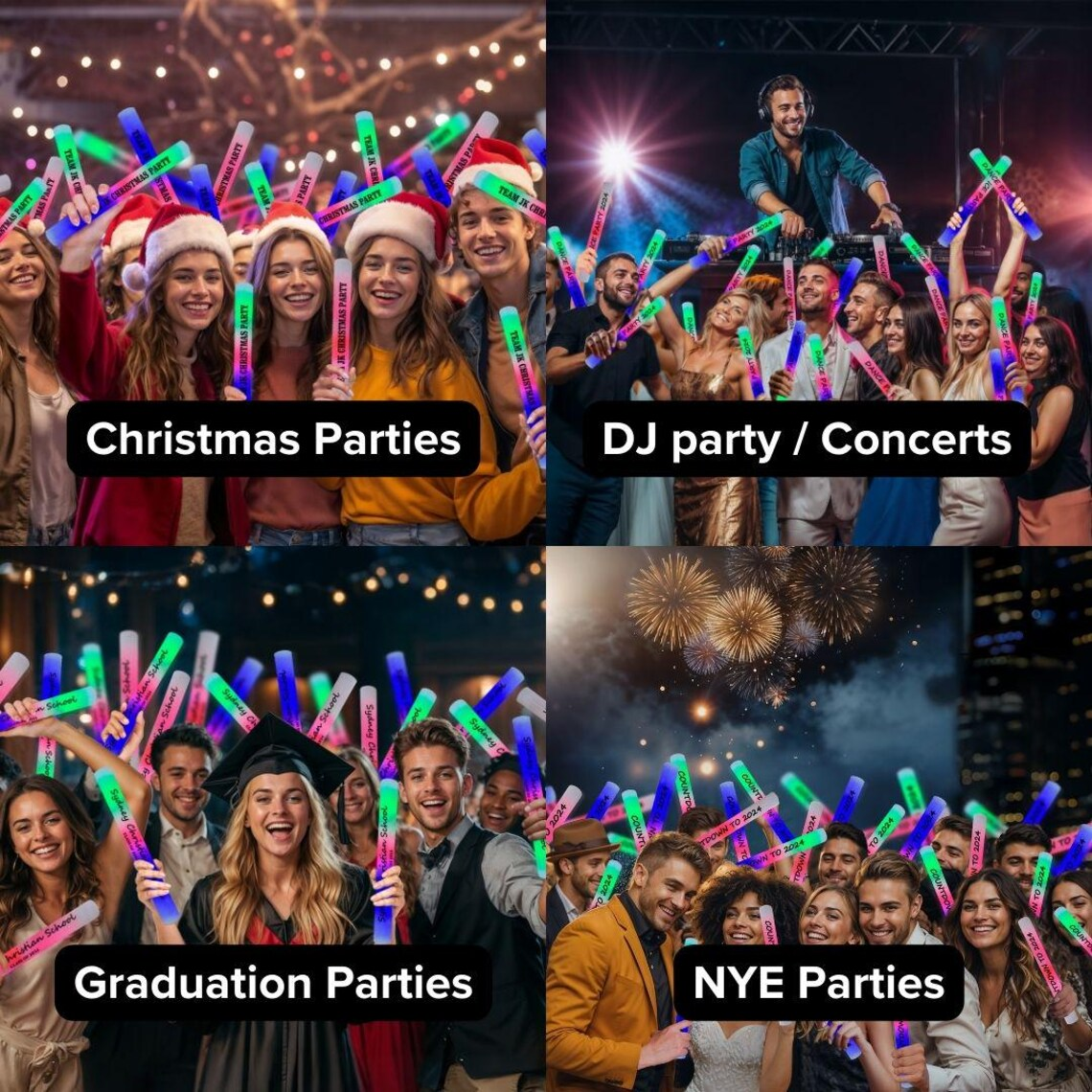 50PCS Foam glow sticks bulk,wedding glow sticks for reception props,white light-up sticks for adults wedding,light up foam sticks,party light sticks pack,light sticks for parties bulk.