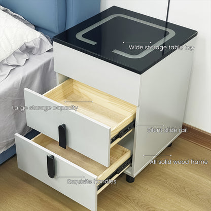 Nightstand with two drawers (Dark Gray Black)