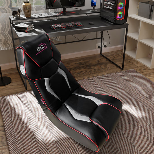 Floor Rocking Gaming Chair with Bluetooth Built in Audio System,Adjustable Backrest and Foldable,Compatible with Gaming Consoles