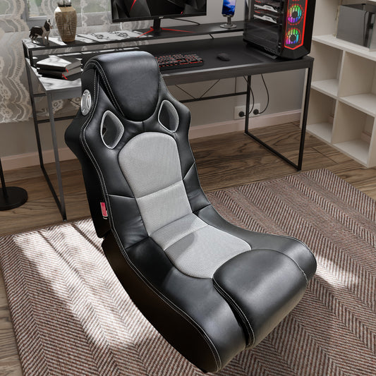 Floor Rocking Gaming Chair with Bluetooth Built in Audio System,Adjustable Backrest and Foldable,Compatible with Gaming Consoles