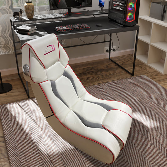 Floor Rocking Gaming Chair with Bluetooth Built in Audio System,Adjustable Backrest and Foldable,Compatible with Gaming Consoles