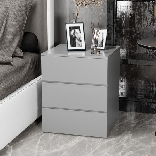Press Type Nightstand with three drawers(Gray)