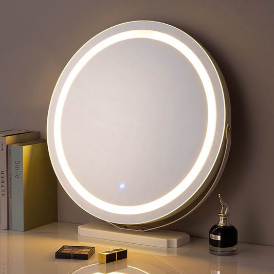 Golden Round Mirror with Lights, 3 Color Lighting Modes Round Mirror