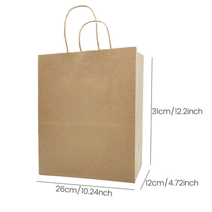 25-Pack Brown Paper Bags with Handles Bulk, 21*15*8cm,Medium-sized Gift Bags with Handles for Party Favors£¬Take-Out£¬Grocery Shopping & Retail£¬Reusable & Durable