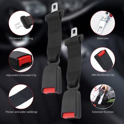 Seat Belt Extender, 2 Packs 9" Car Buckles Seat Belt Extension with Metal Tongue, Car Seatbelt Extension for Obese Men Pregnant Women Child, Seat Belt Clip Extender Car Accessories (9inch))
