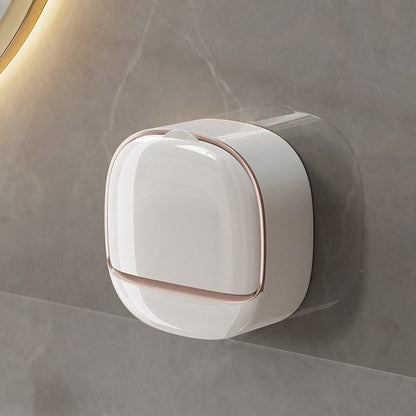 Luxury Soap Holder with Drain Tray, Waterproof Soap Dish Holder, Keep Soap Bars Dry, Adhesive Soap Case Box Wall Mounted for Shower, Bathroom, Bathtub