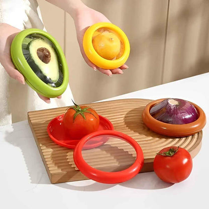 New Silicone Fruit Storage Containers,Set of 4 Reusable Storage Containers for Fridge, Fresh Preservation Box, Anti-Oxidation Storage Box