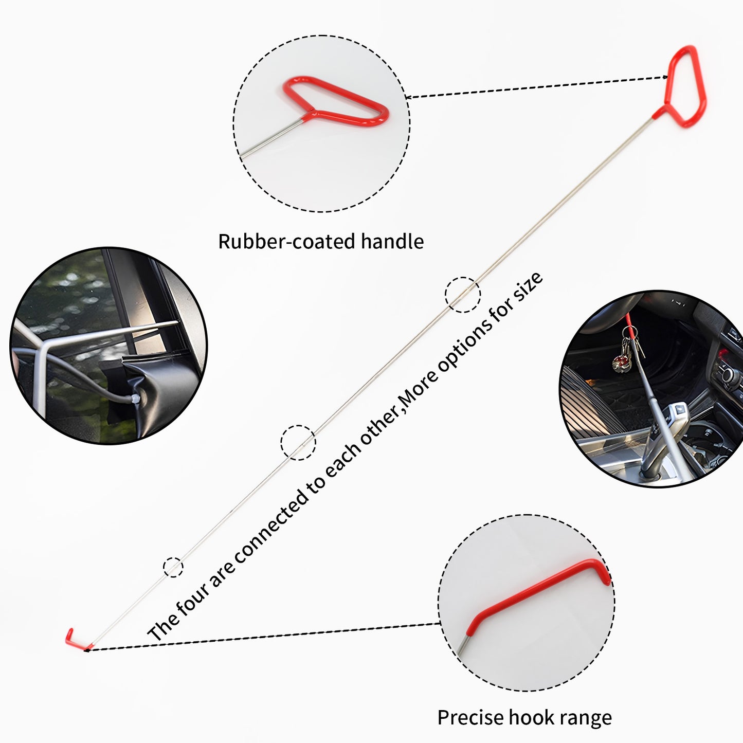 65 inch Long Pick Up Tool, Multi-Function Portable Durable Adjustable Length 65" Long Pin Puller Hook,Solid Steel Wheel Pin Puller Long Reach Tool Pin