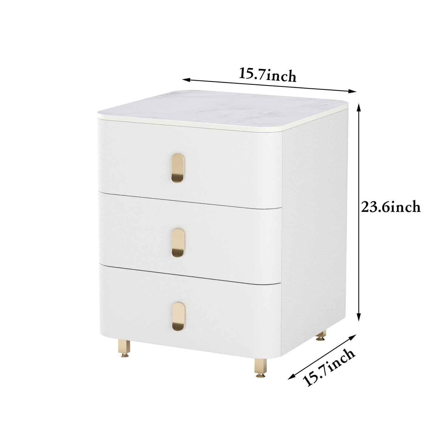 Modern Wood Nightstand,Home  Bedside Tables Dresser with 3 Drawers,Wood Storage Chest of Drawers(White)
