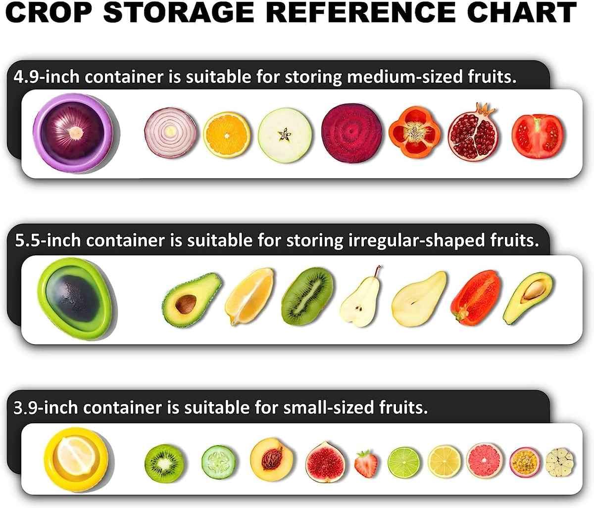 New Silicone Fruit Storage Containers,Set of 4 Reusable Storage Containers for Fridge, Fresh Preservation Box, Anti-Oxidation Storage Box