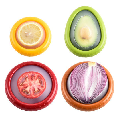 New Silicone Fruit Storage Containers,Set of 4 Reusable Storage Containers for Fridge, Fresh Preservation Box, Anti-Oxidation Storage Box