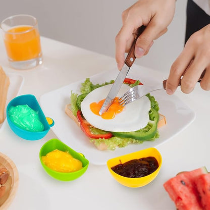Dip Clip for Bowls Plates 4PCS Plastic Dip Clip Bowl Plate Holder Chip and Dip Serving Set Sauce Holder for Spice Tomato Sauce Salt Veggie Vinegar Ketchup Chips (4 Colors)