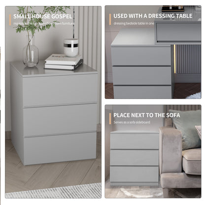 Press Type Nightstand with three drawers(Gray)