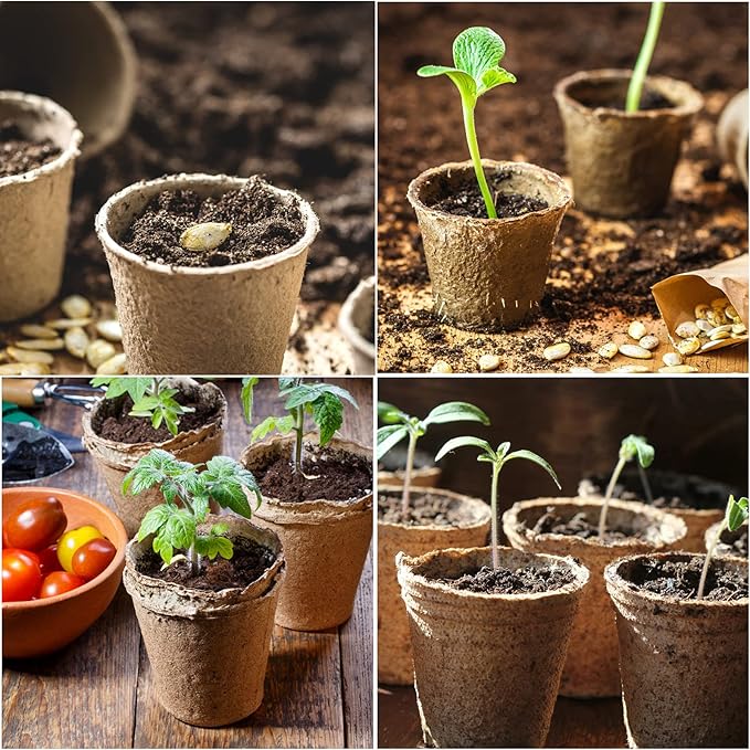 40Pcs 3.15 Inch Peat Pots, Biodegradable Eco-Friendly Round Plant Seedling Starters Kit, Seed Germination Trays  for Flower Vegetable Tomato Saplings & Herb Seed Germination