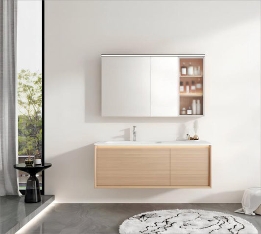 Simple Rock Panel Bathroom Cabinet Combination,Bathroom Wash Basin Seamless Ceramic Basin